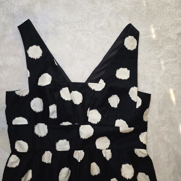 LOFT Petites size 10P Black White Polka Dot Fit & Flare Sleeveless Dress - Picture 2 of 16